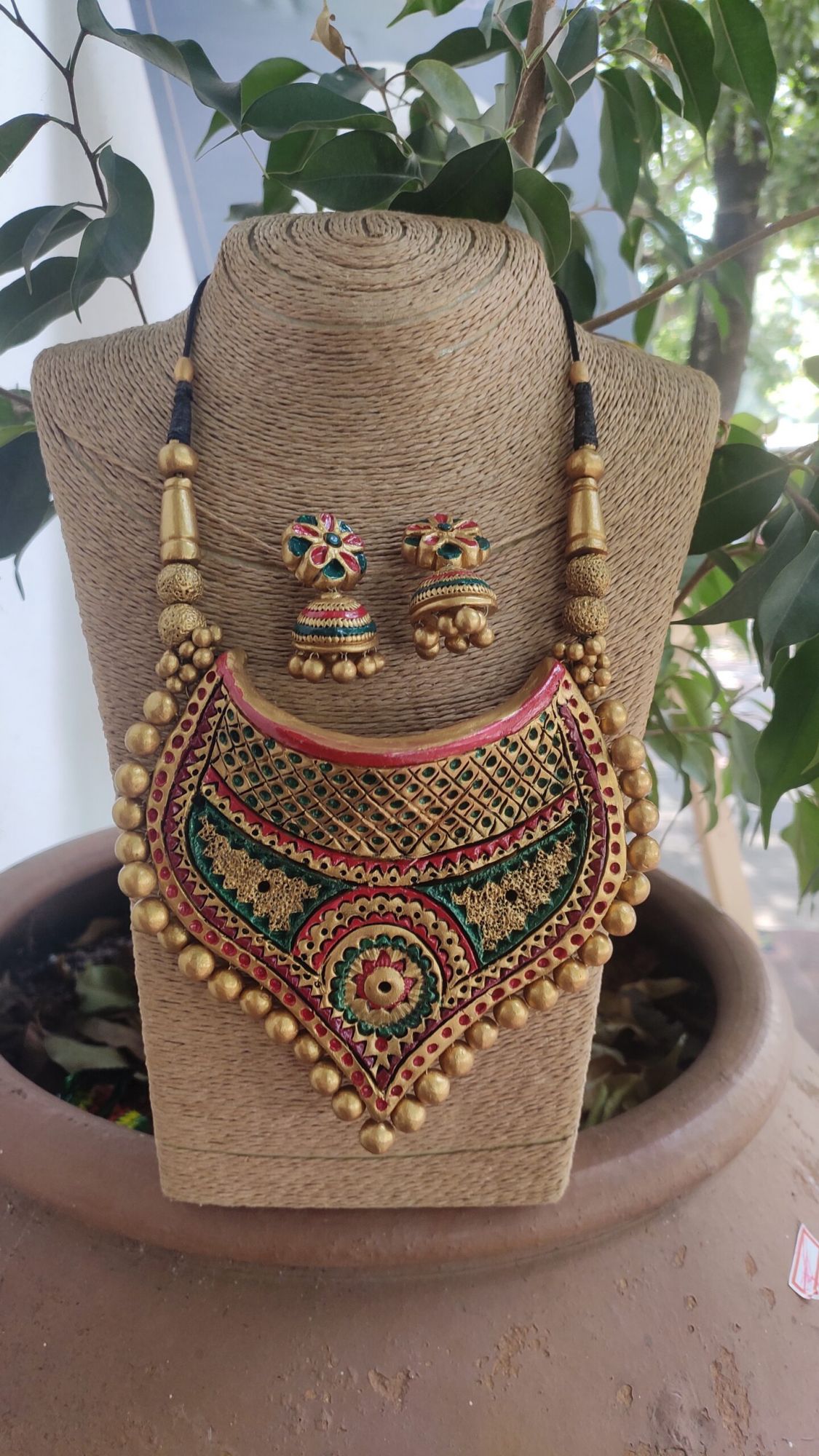Hand made terracotta Jewellery necklace set