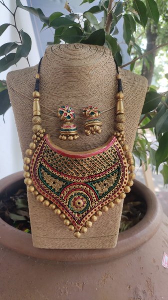 Hand made terracotta Jewellery necklace set