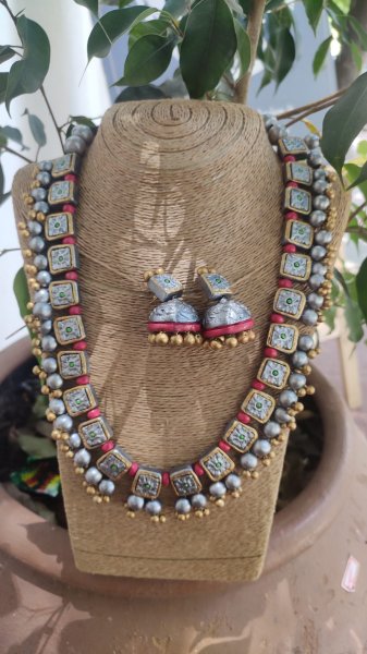 Hand made terracotta Jewellery necklace set