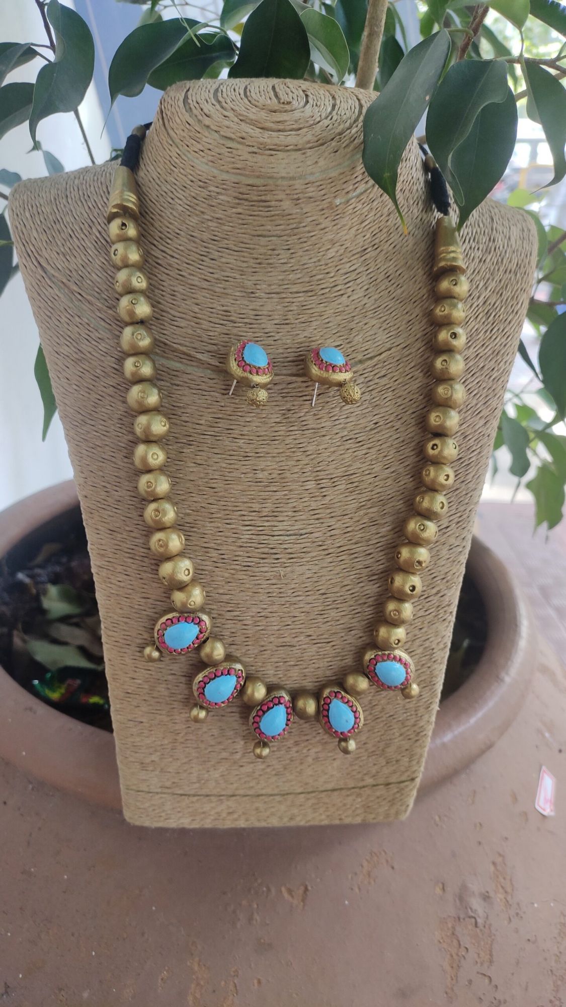 Hand made terracotta Jewellery necklace set