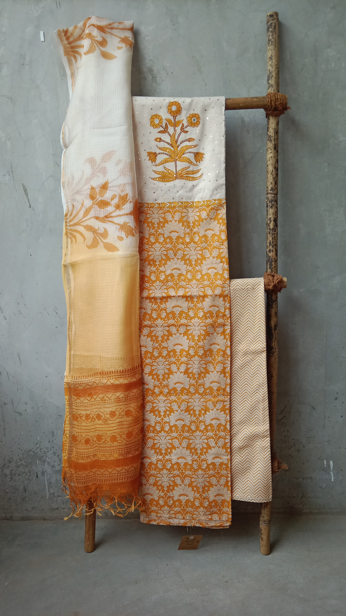 HandBlock Print Cotton Dress Material with Embroidery