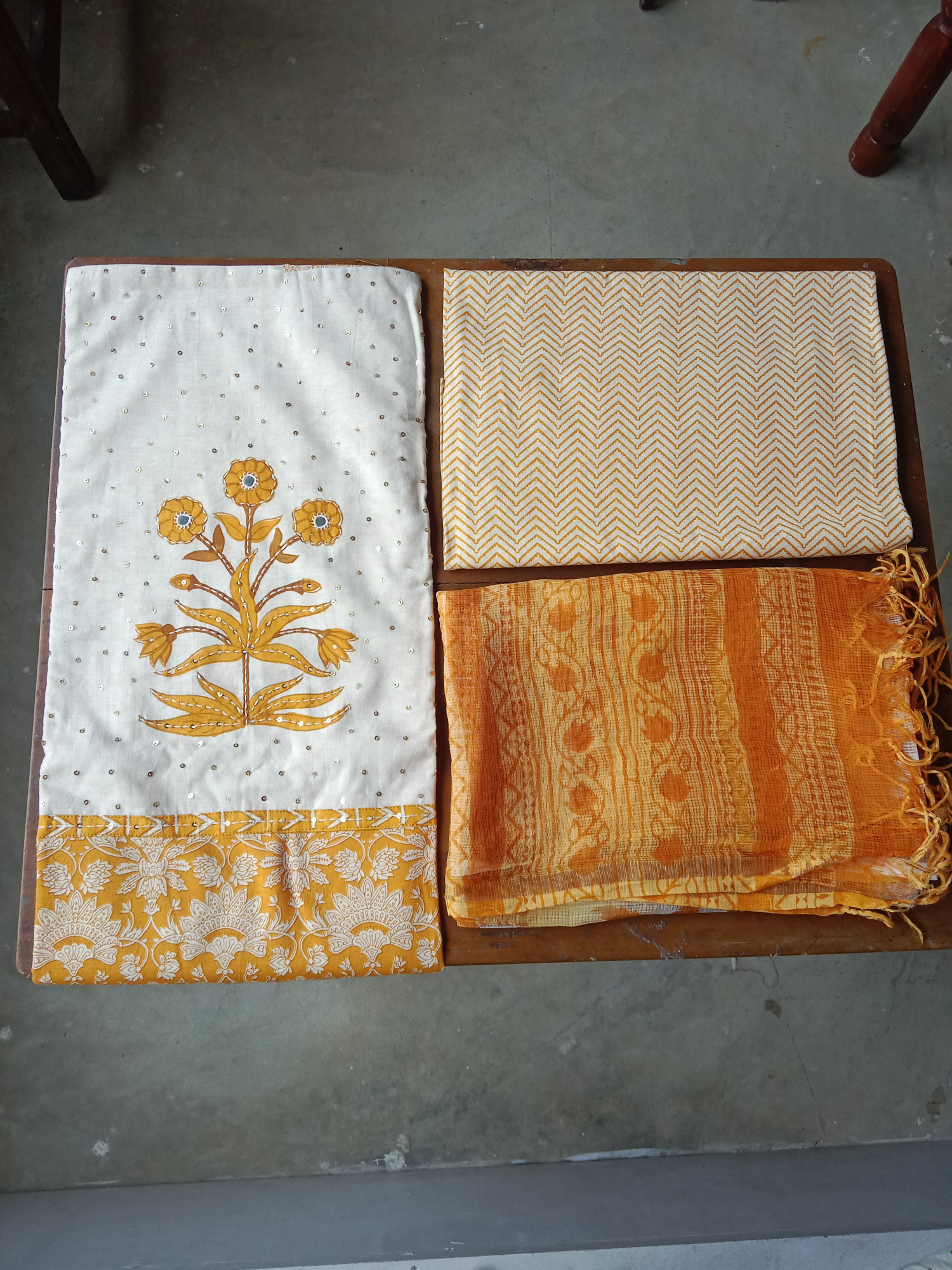 HandBlock Print Cotton Dress Material with Embroidery