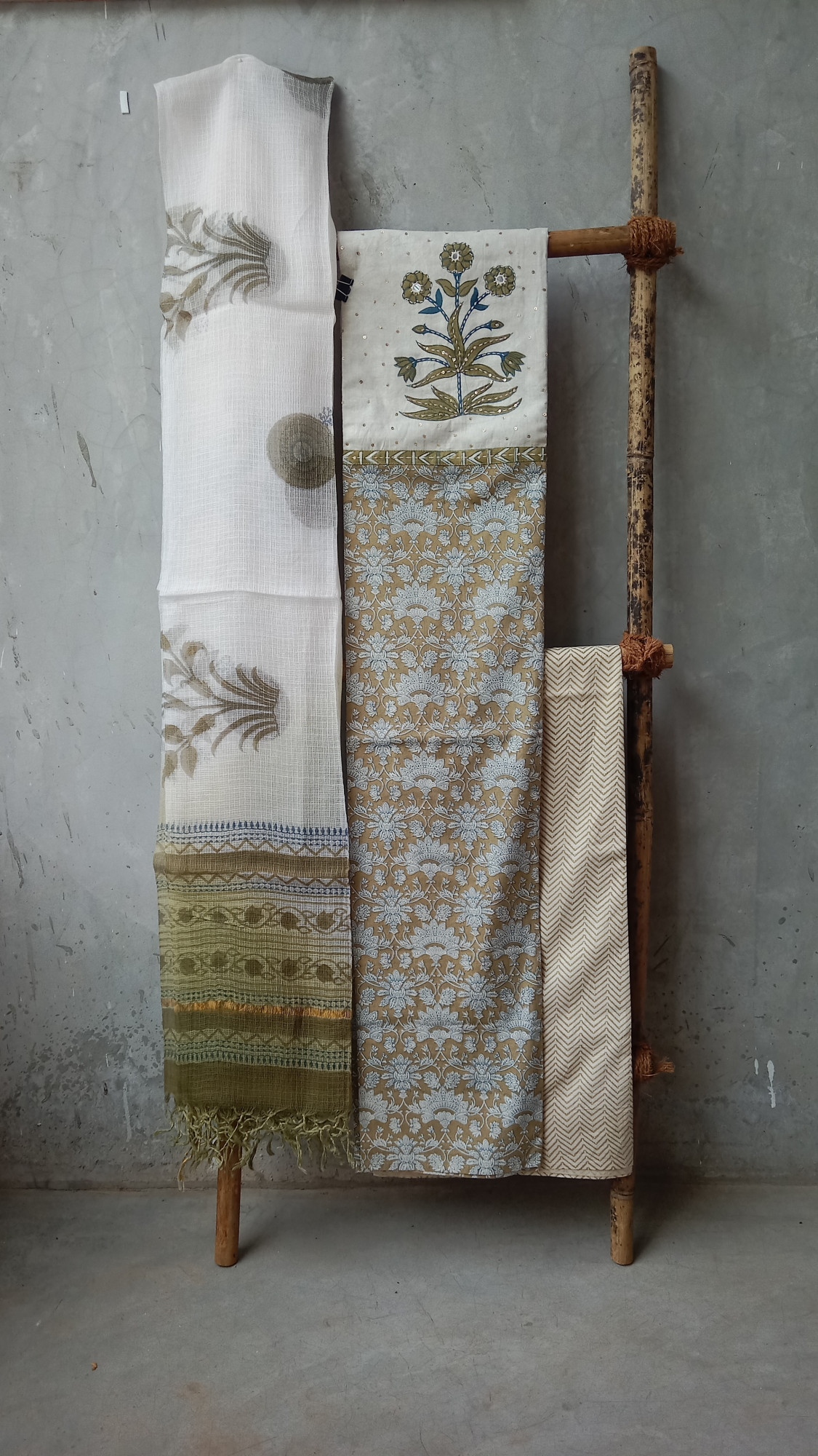 HandBlock Print Cotton Dress Material with Embroidery