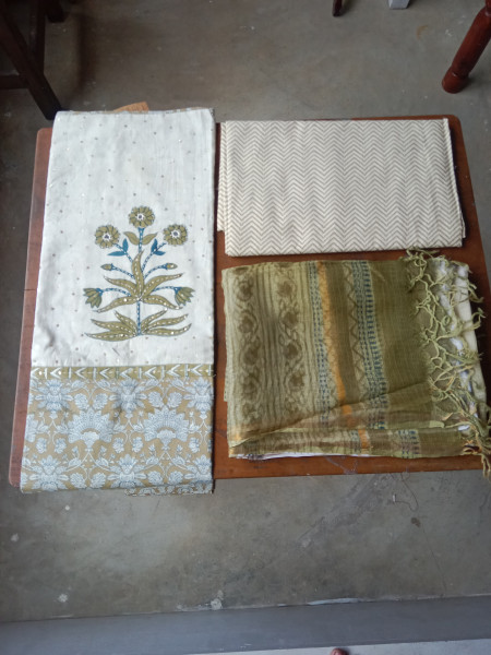 HandBlock Print Cotton Dress Material with Embroidery