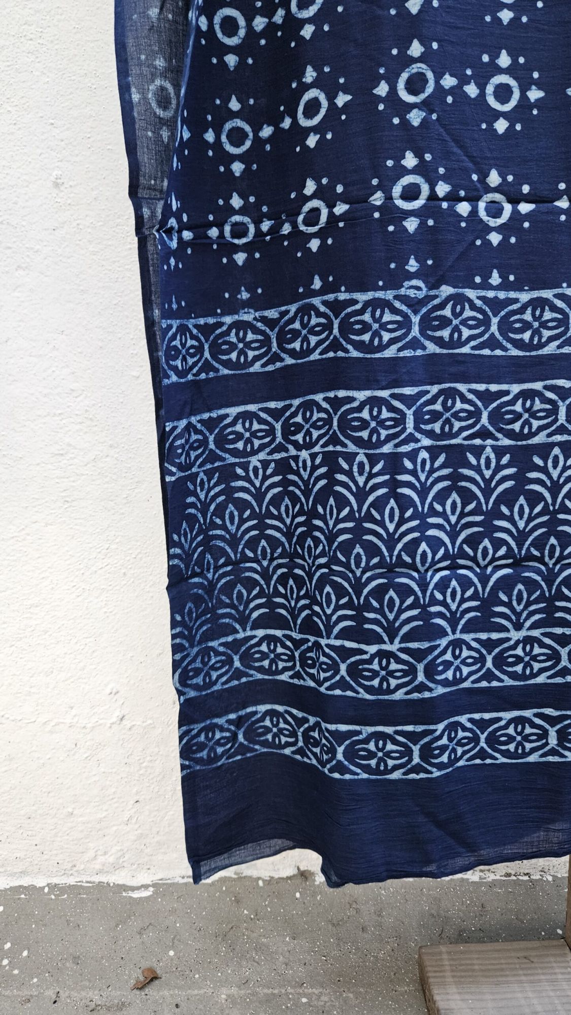 HandBlock Printed Mul Cotton Indigo Dupatta