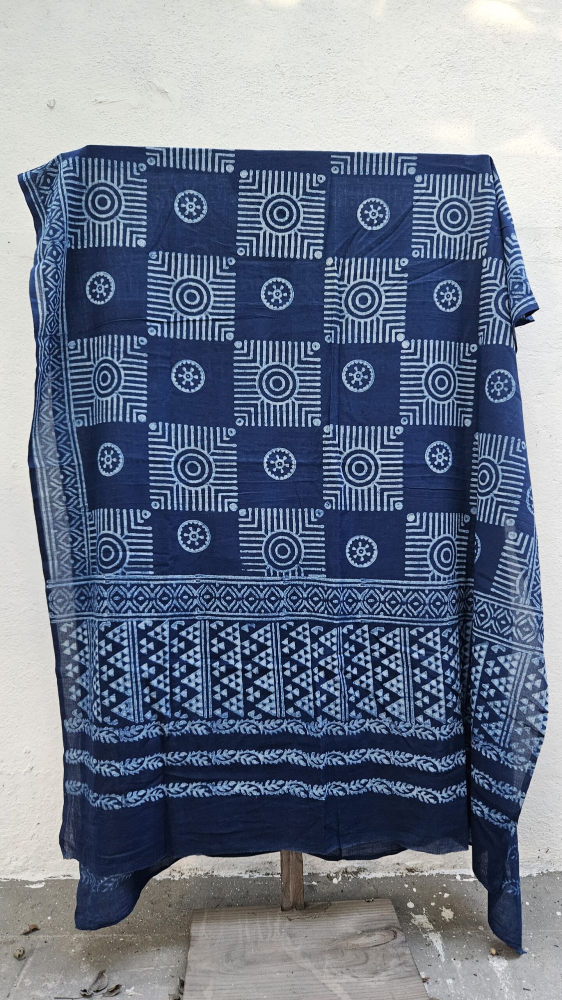 HandBlock Printed Mul Cotton Indigo Dupatta