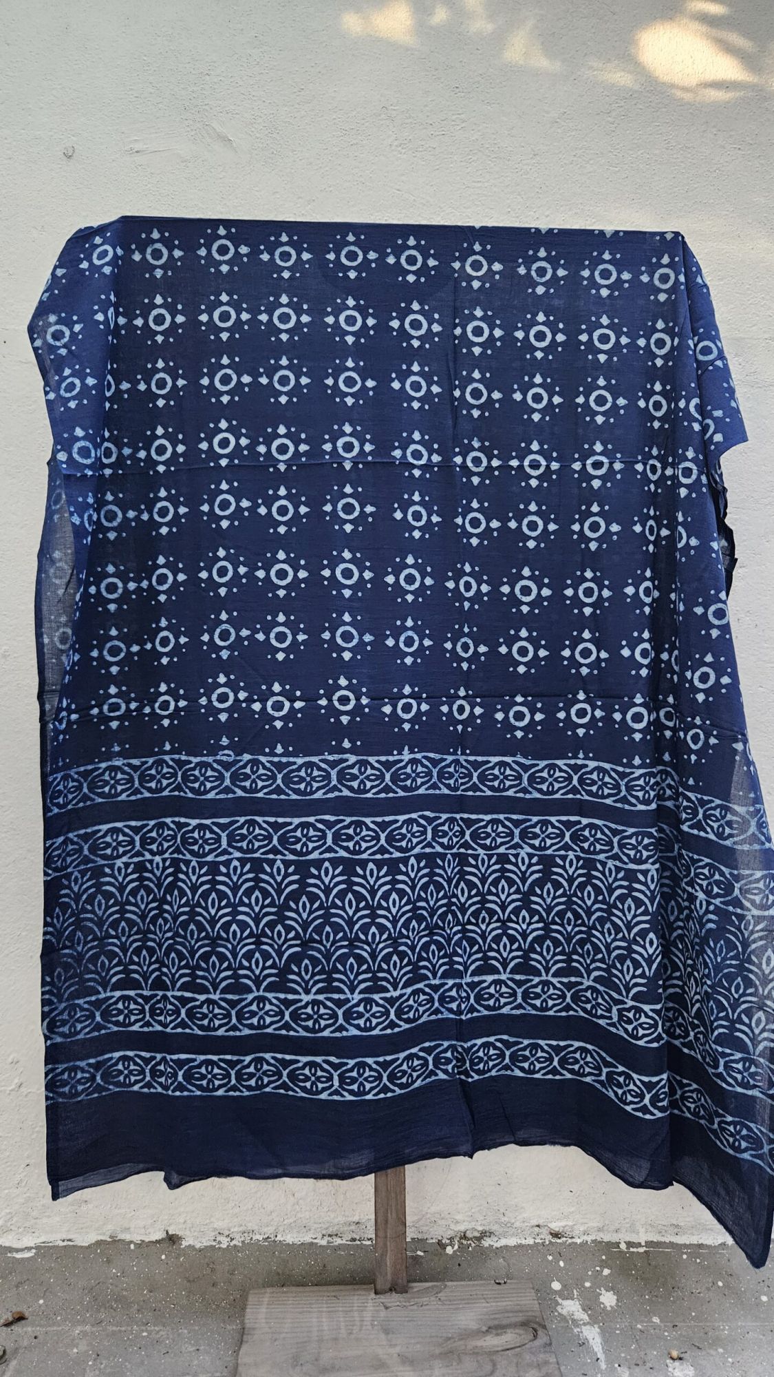 HandBlock Printed Mul Cotton Indigo Dupatta