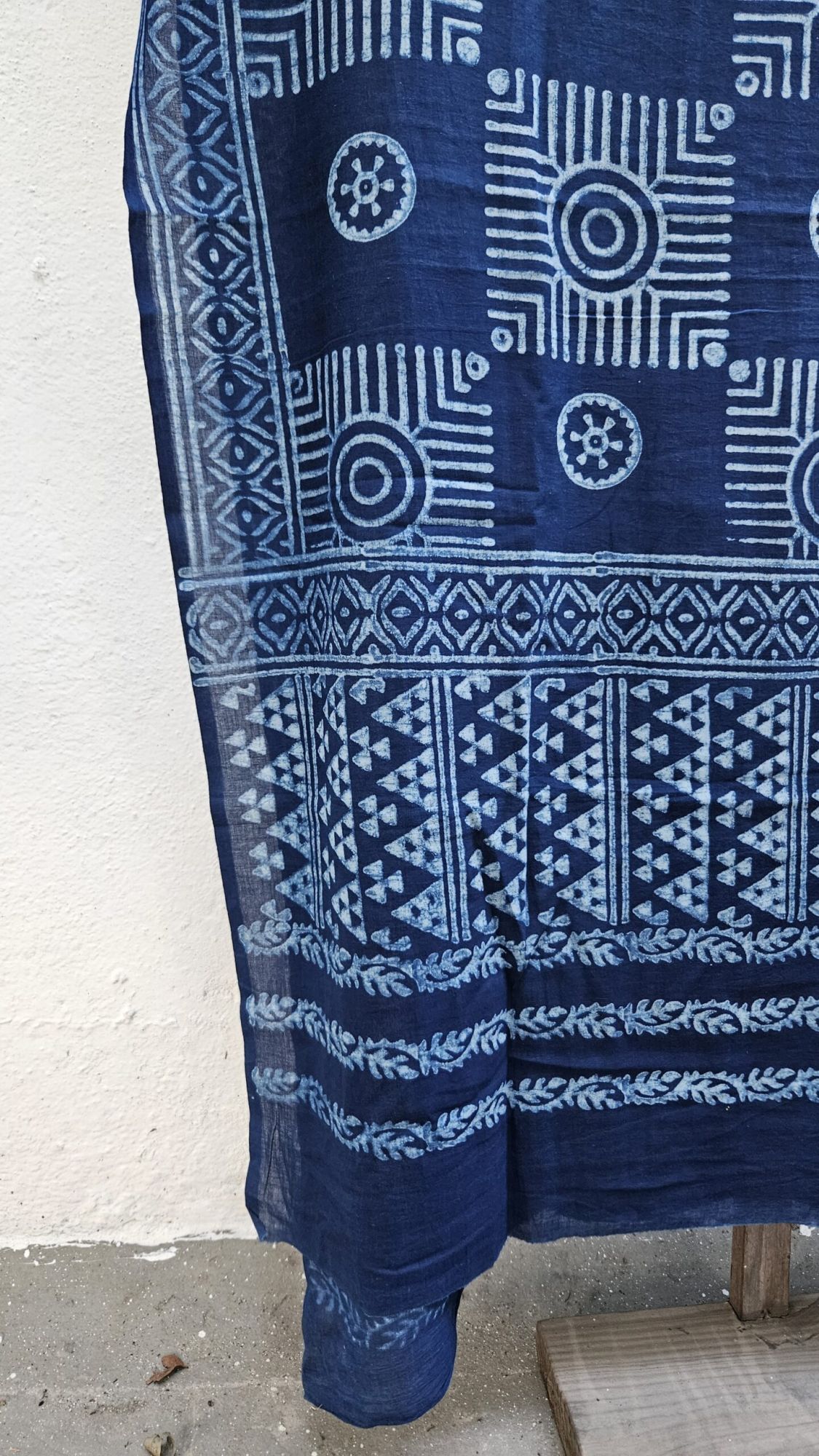 HandBlock Printed Mul Cotton Indigo Dupatta