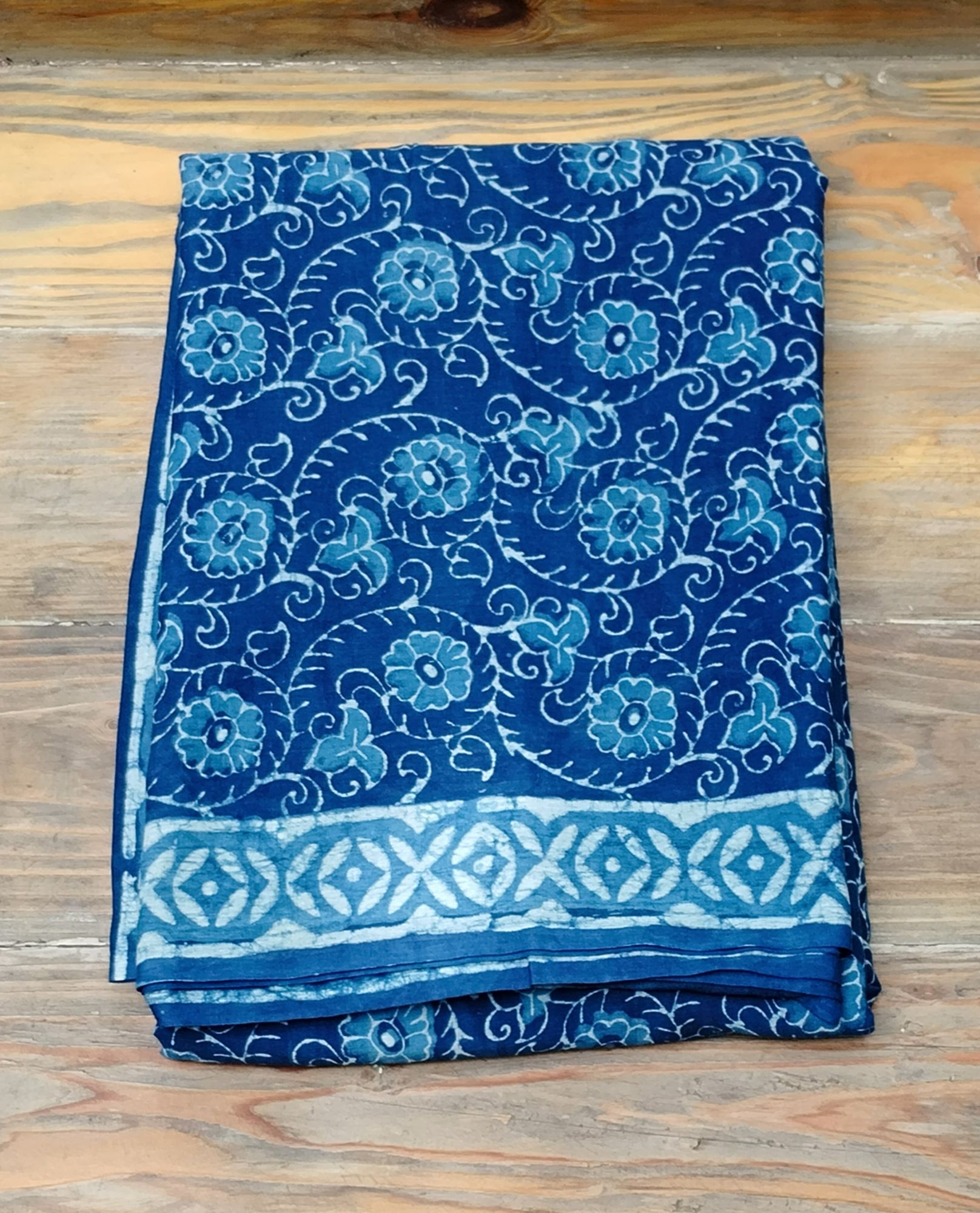 Indigo Mull Cotton Saree
