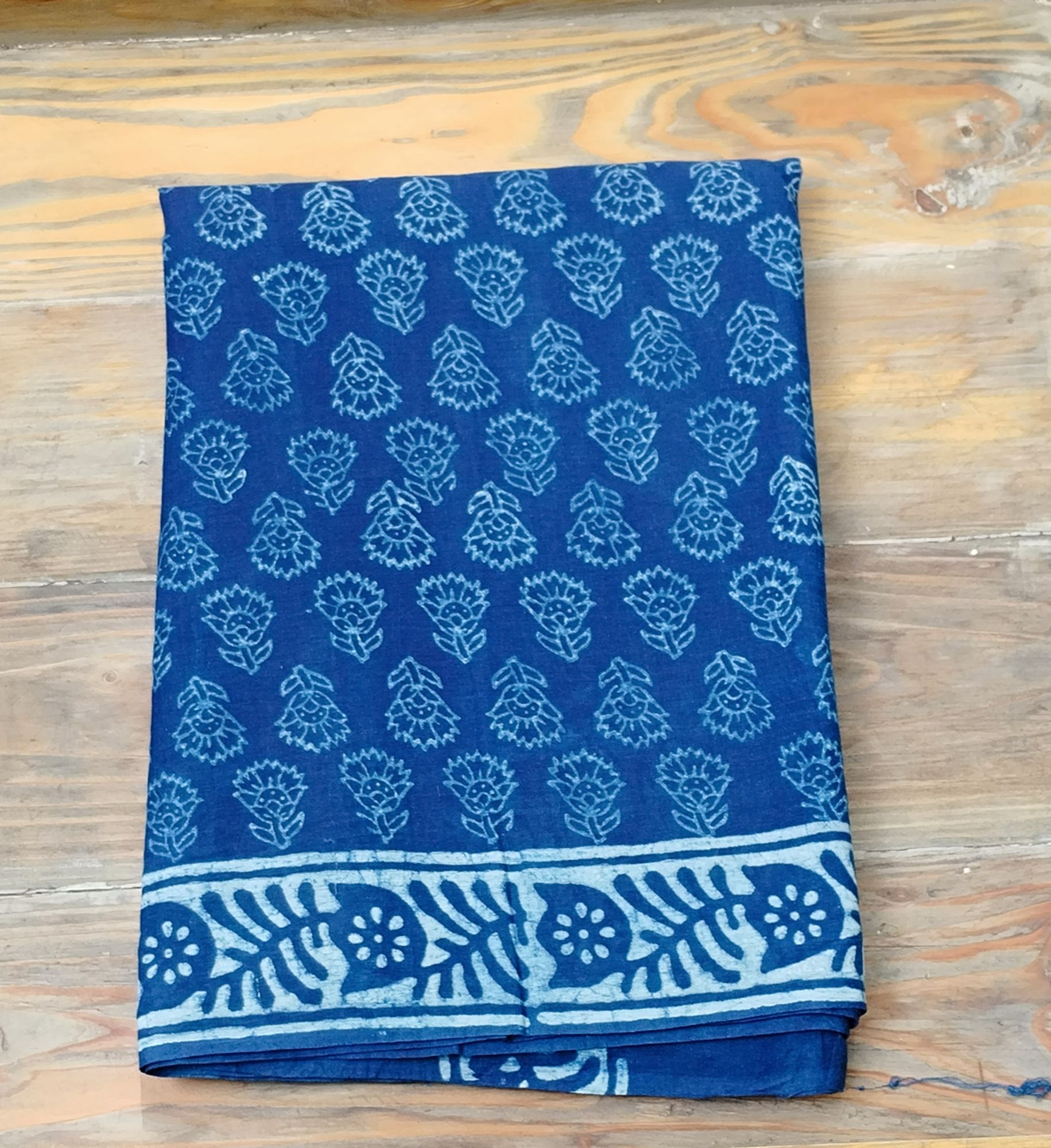Indigo Mull Cotton Saree