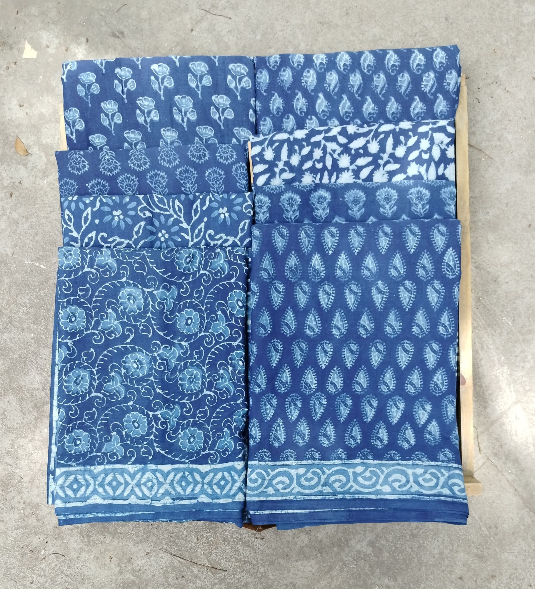 Indigo Mull Cotton Saree