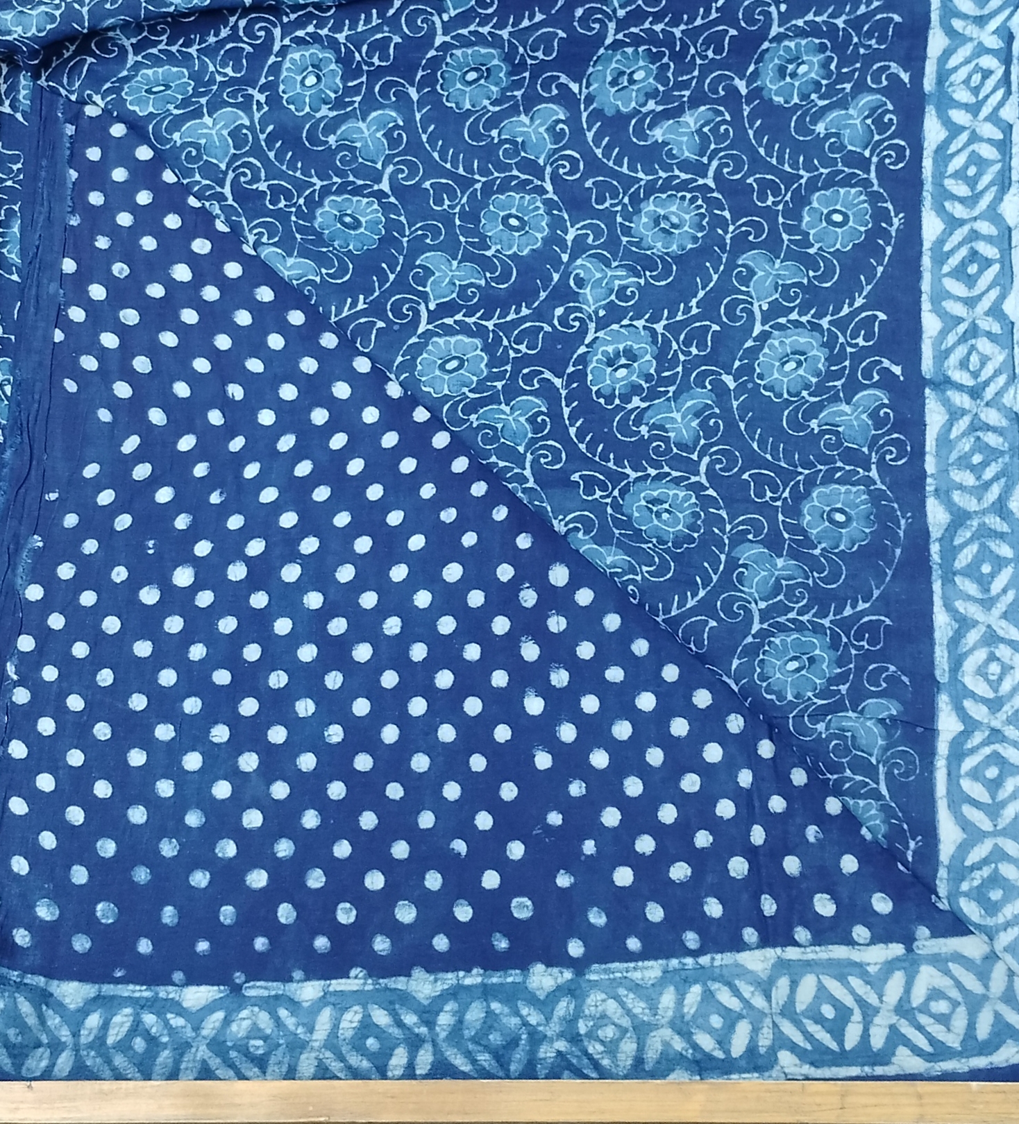 Indigo Mull Cotton Saree