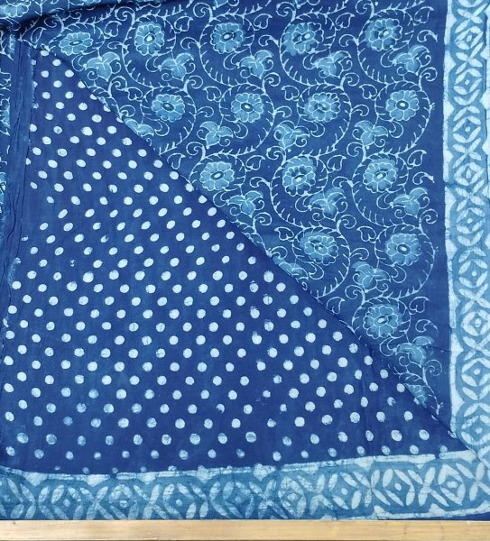 Indigo Mull Cotton Saree
