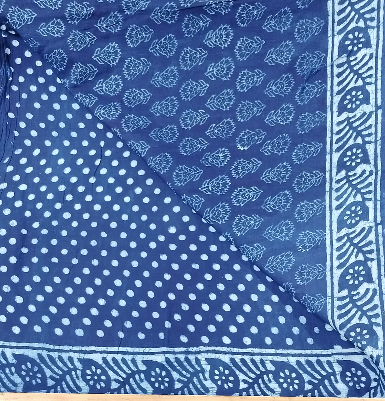 Indigo Mull Cotton Saree