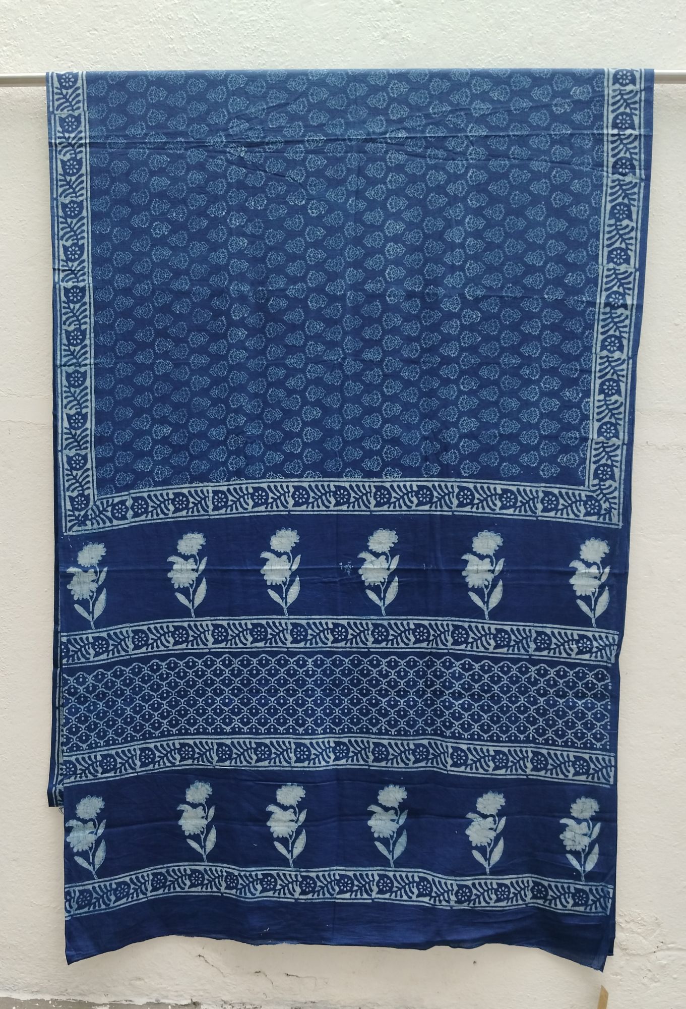 Indigo Mull Cotton Saree