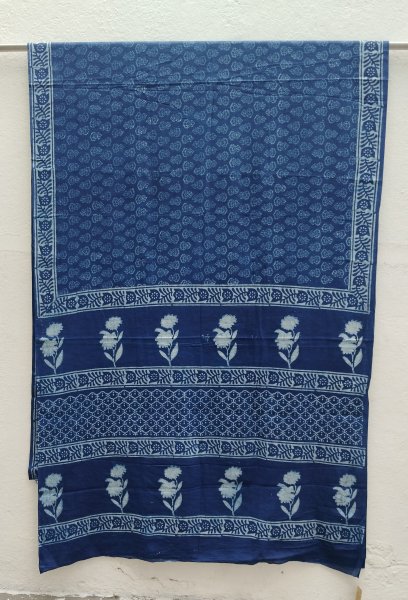 Indigo Mull Cotton Saree