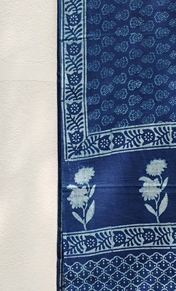 Indigo Mull Cotton Saree