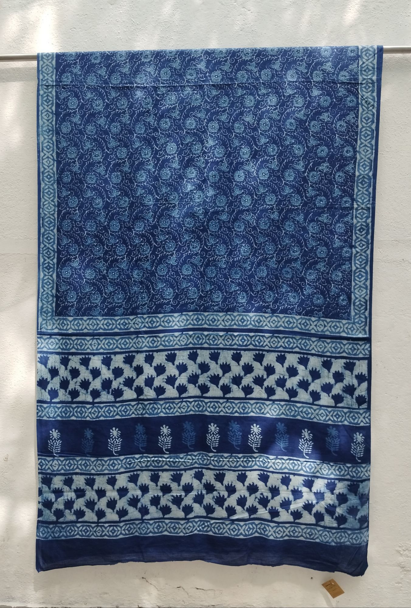 Indigo Mull Cotton Saree