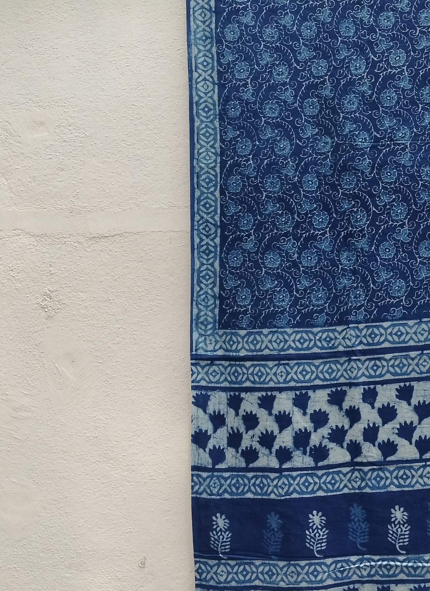Indigo Mull Cotton Saree