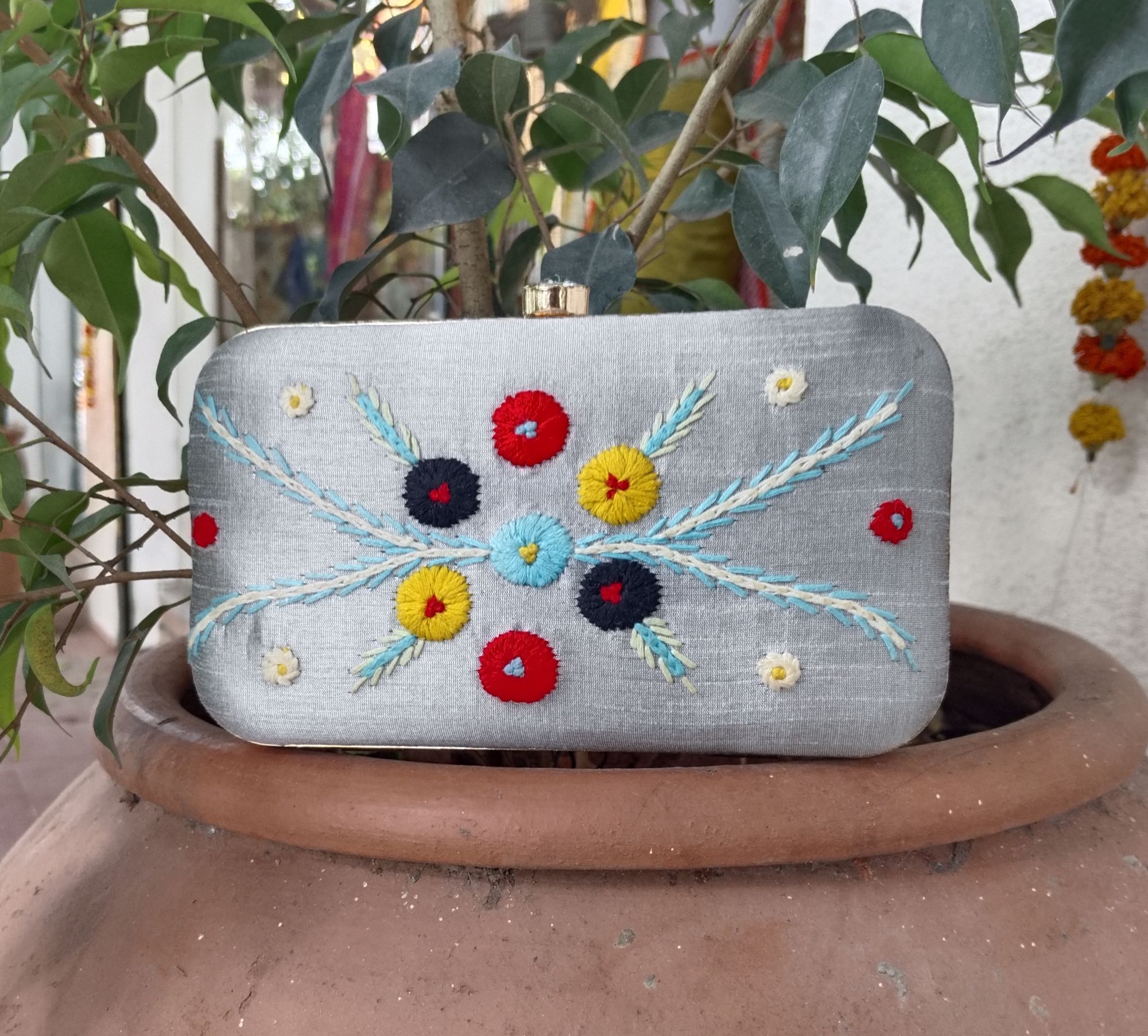 Hand Embroidery clutch