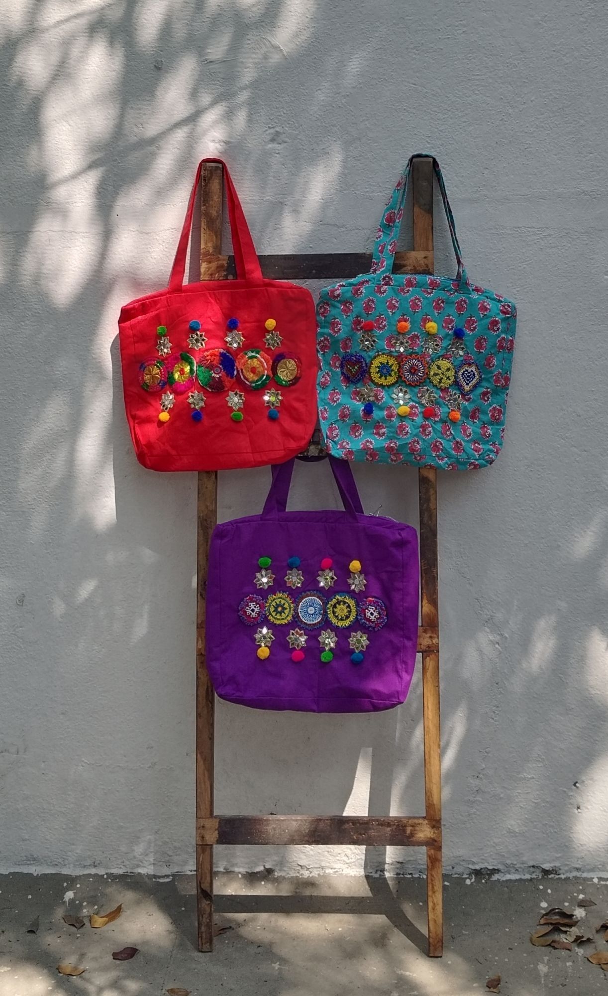 Cotton Hand Work Tote Bag