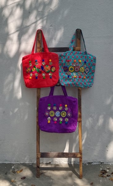 Cotton Hand Work Tote Bag