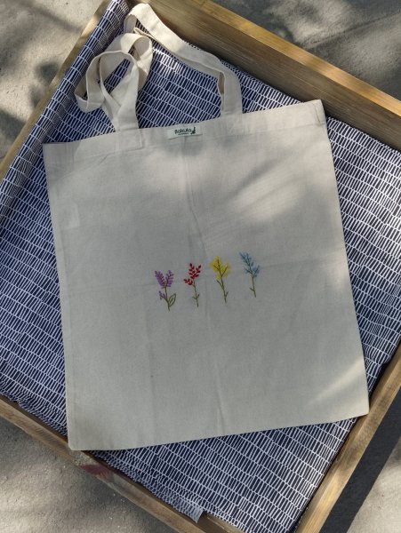 Cotton embroidery tote bag