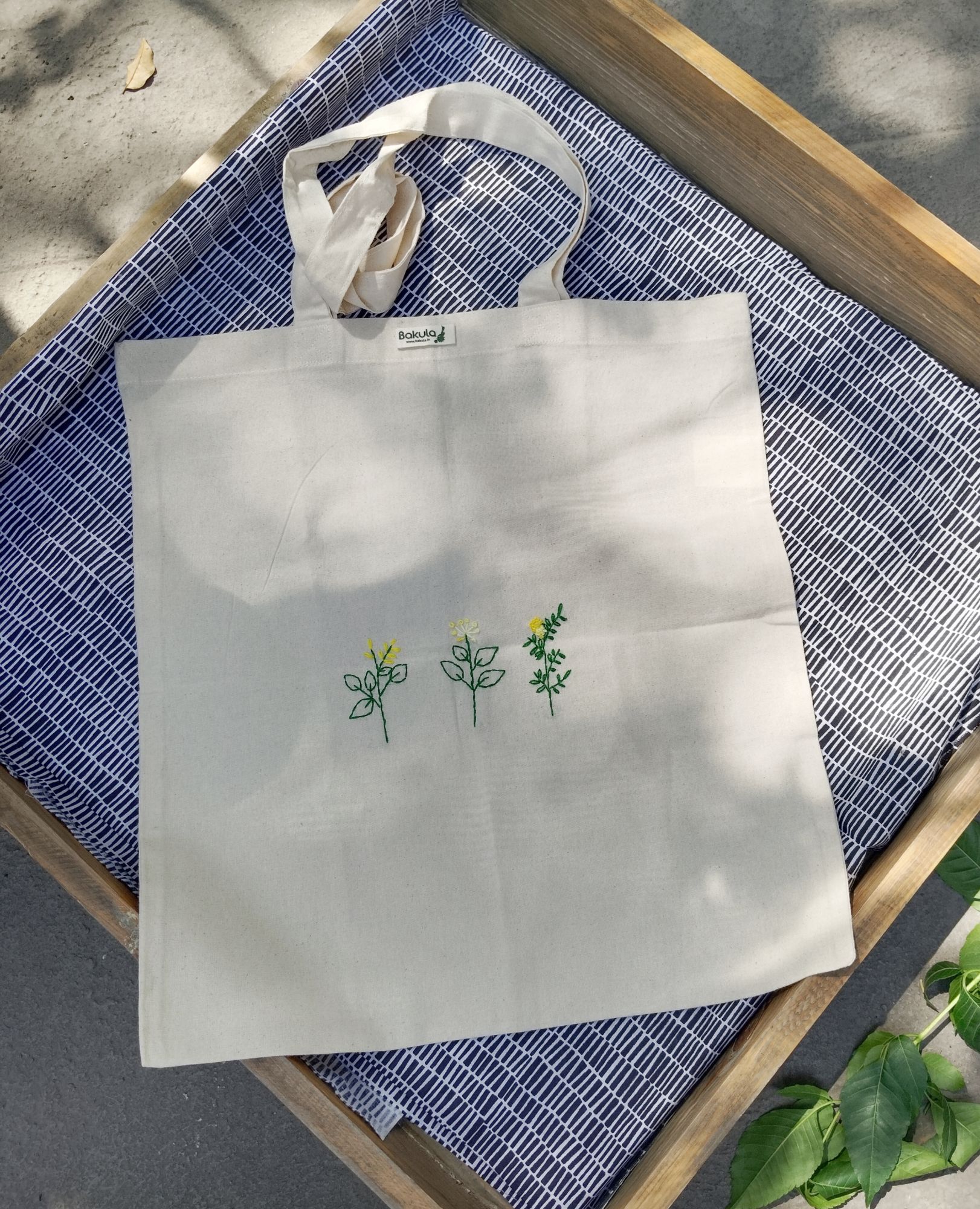 Cotton embroidery tote bag
