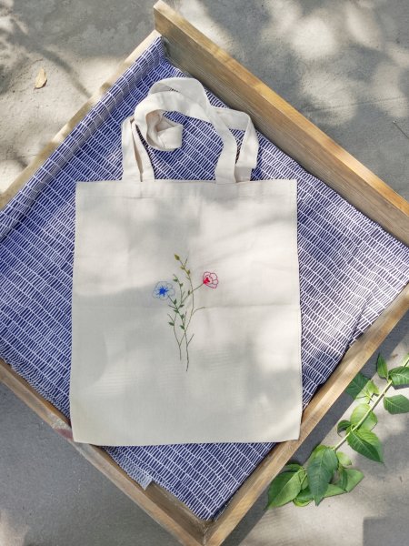 Cotton embroidery tote bag