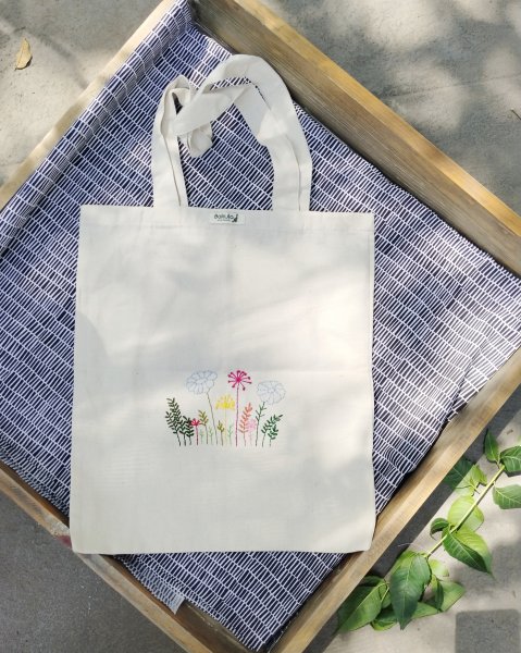 Cotton embroidery tote bag