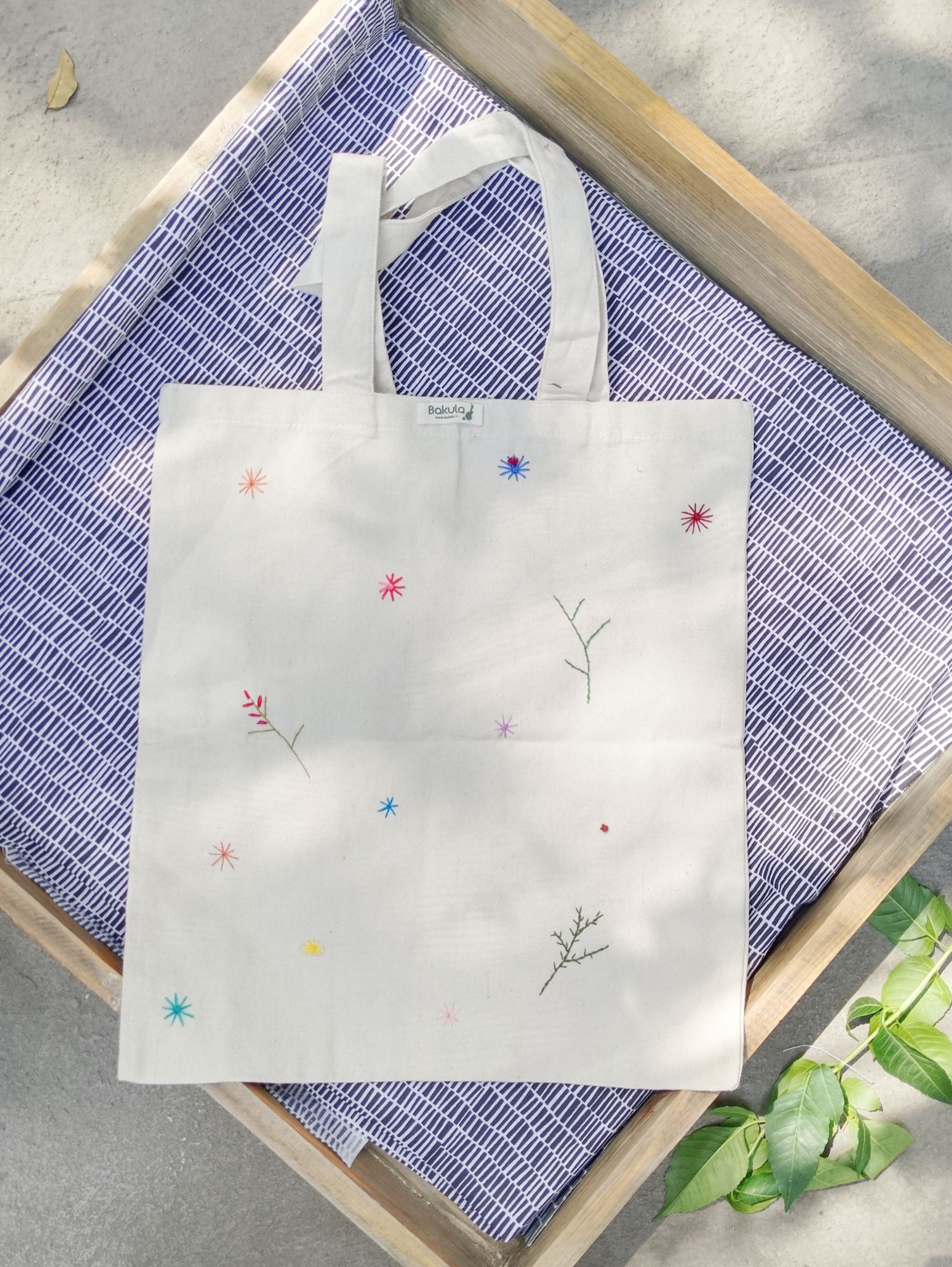 Cotton embroidery tote bag