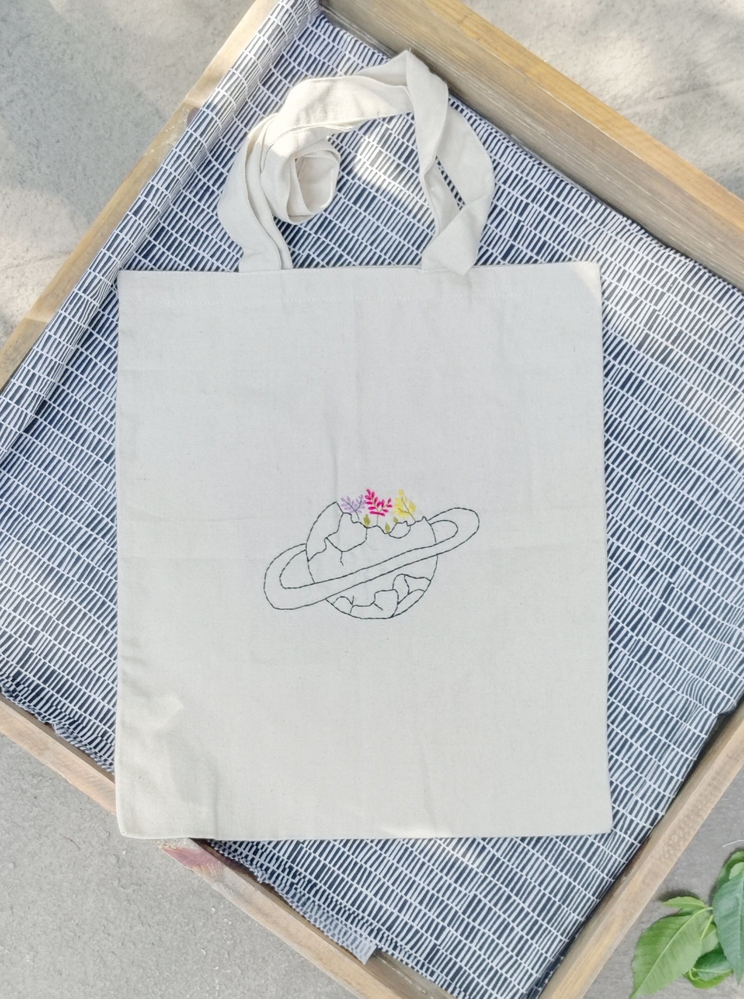Cotton embroidery tote bag