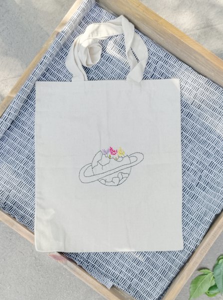 Cotton embroidery tote bag