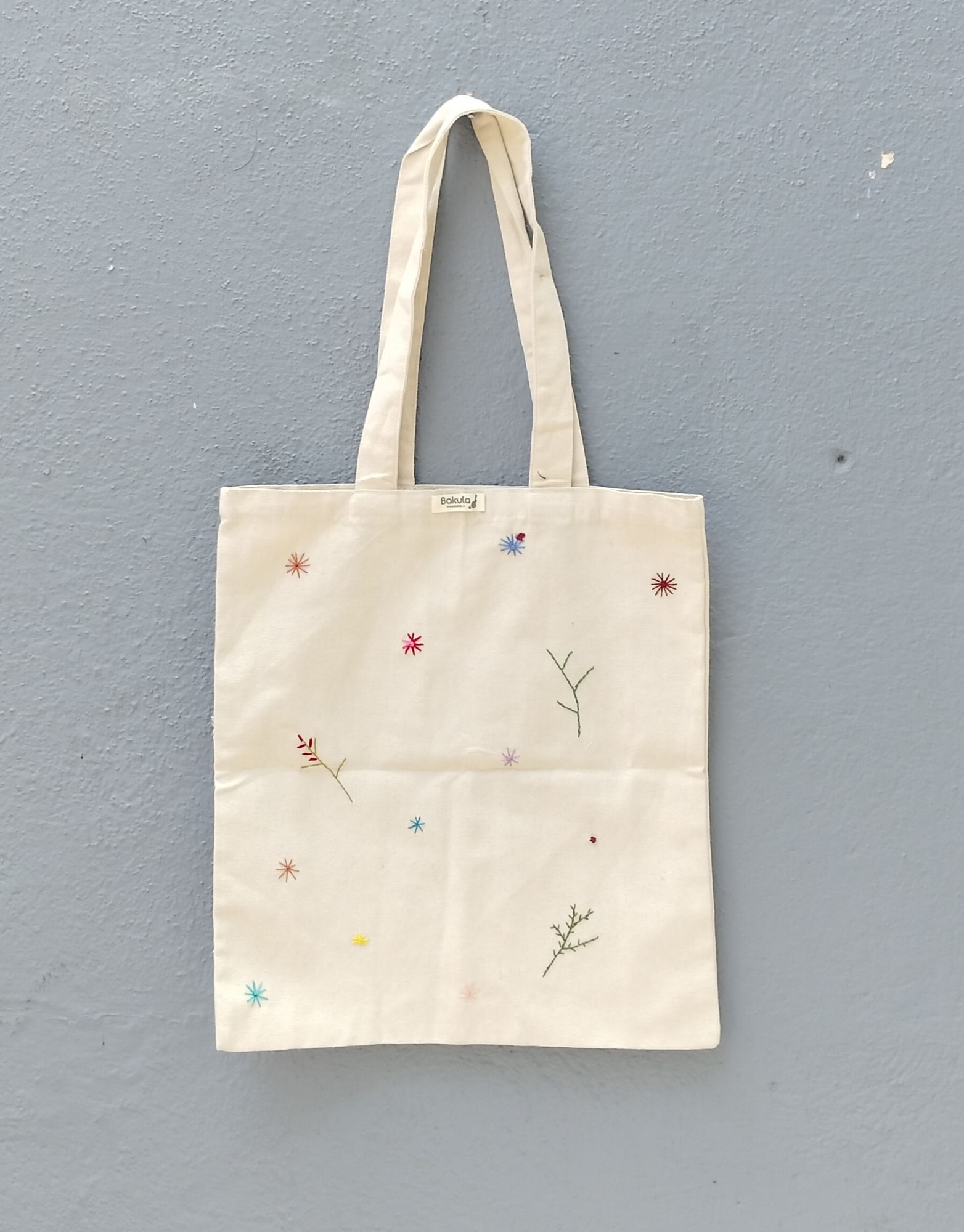 Cotton embroidery tote bag