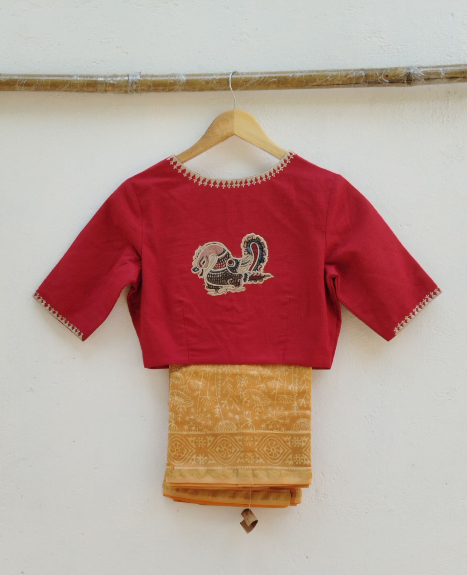 Kalamkari Applique embroidery cotton blouse