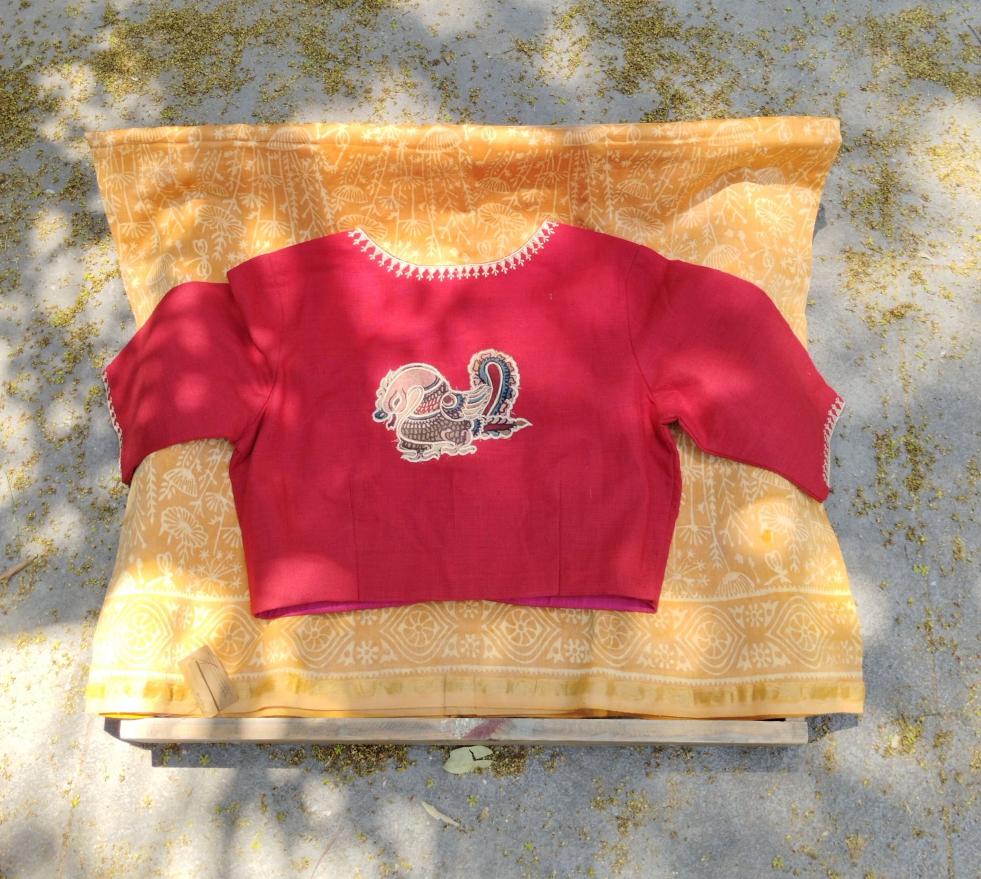 Kalamkari Applique embroidery cotton blouse