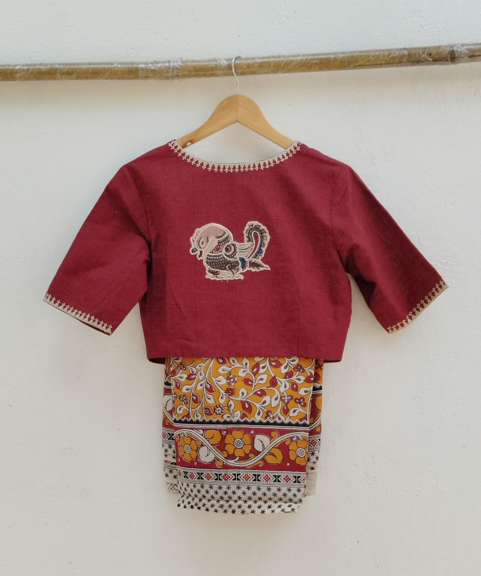 Kalamkari Applique embroidery cotton blouse