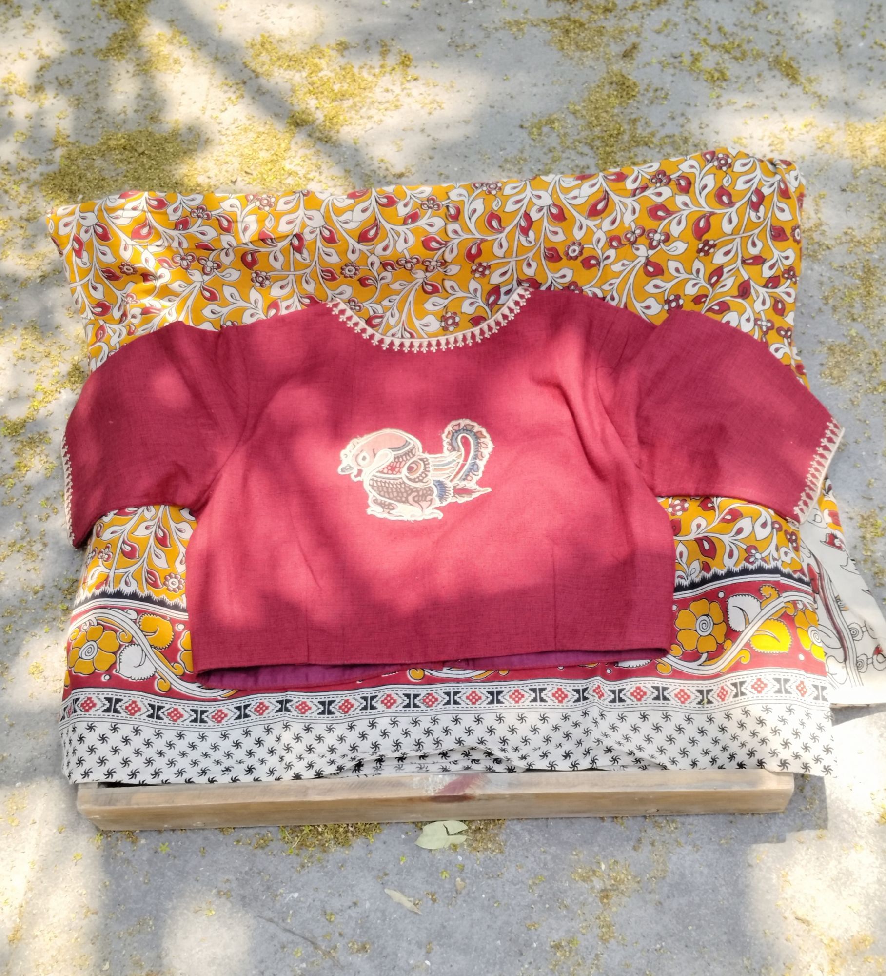 Kalamkari Applique embroidery cotton blouse