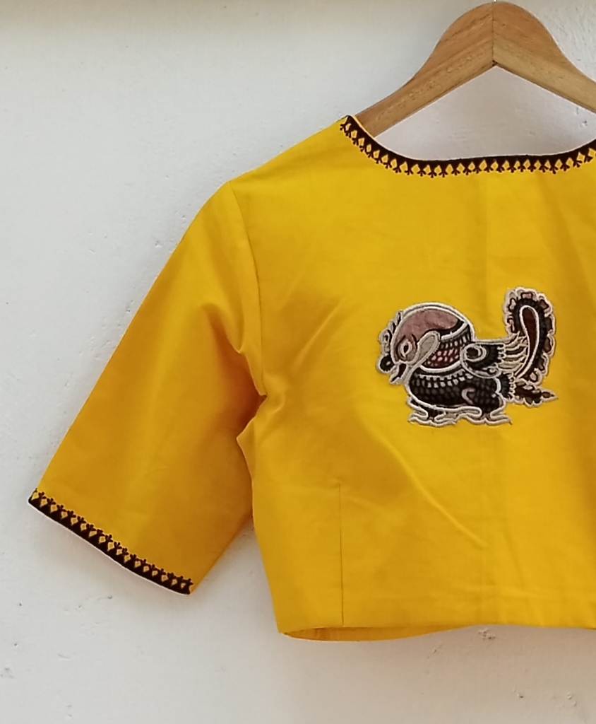 Kalamkari Applique embroidery cotton blouse