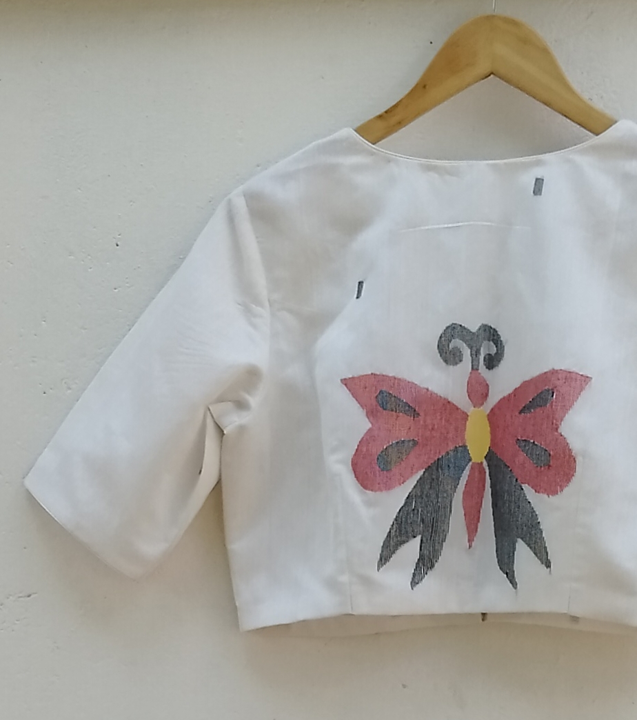 Handwoven Jamdhani Weave Cotton Ready Blouse