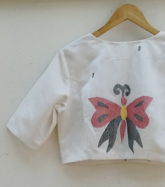 Handwoven Jamdhani Weave Cotton Ready Blouse