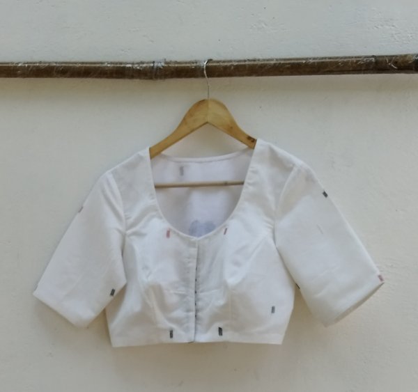 Handwoven Jamdhani Weave Cotton Ready Blouse