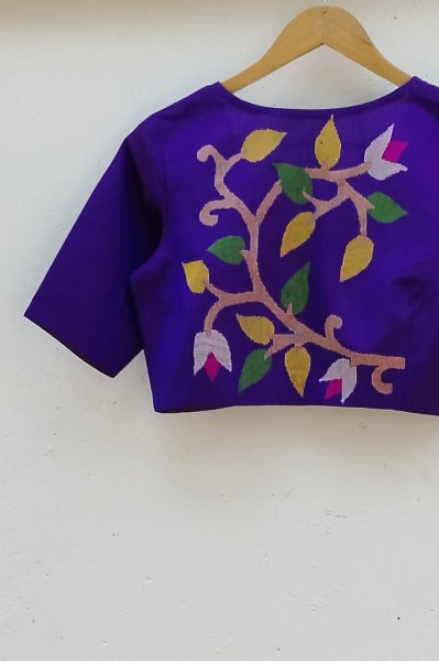 Handwoven Jamdhani Weave Cotton Ready Blouse