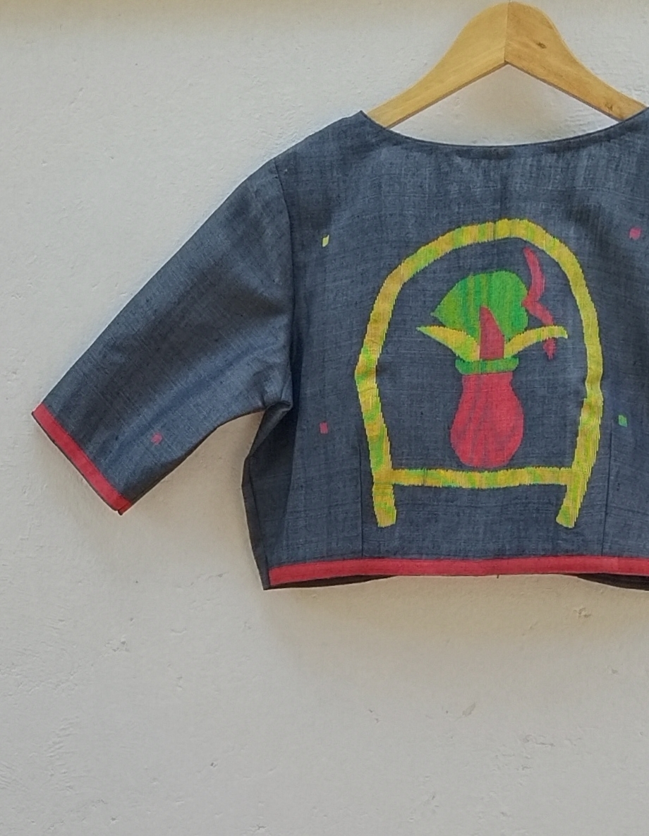 Handwoven Jamdhani Weave Cotton Ready Blouse