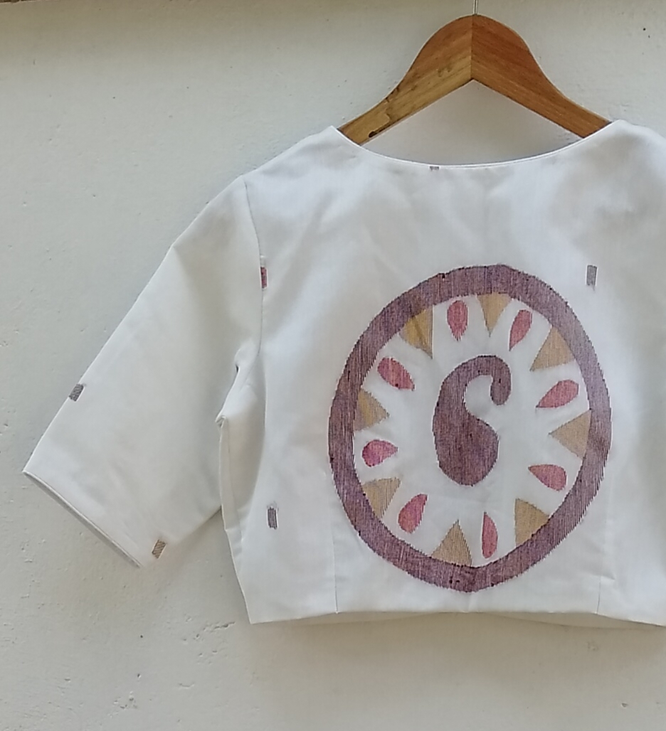 Handwoven Jamdhani Weave Cotton Ready Blouse