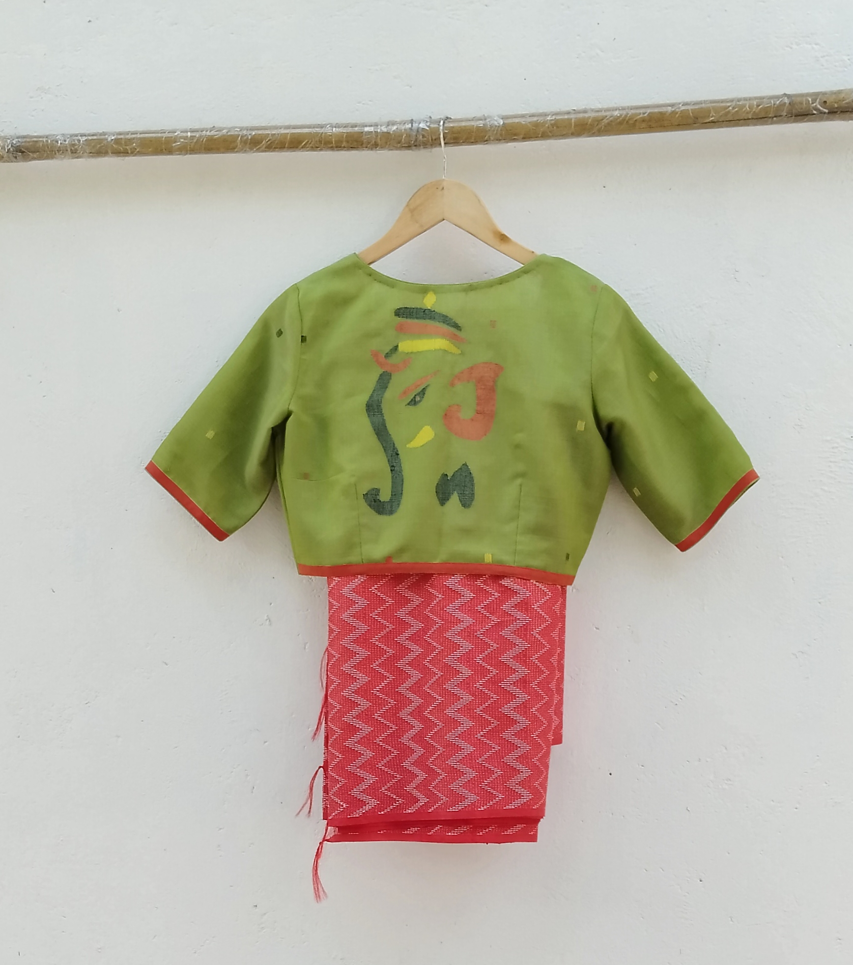 Handwoven Jamdhani Weave Cotton Ready Blouse