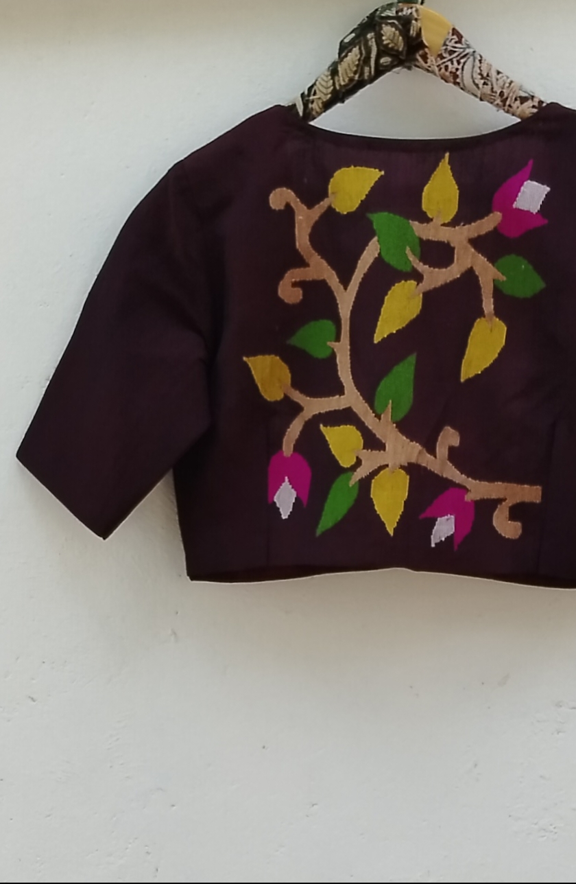 Handwoven Jamdhani Weave Cotton Ready Blouse