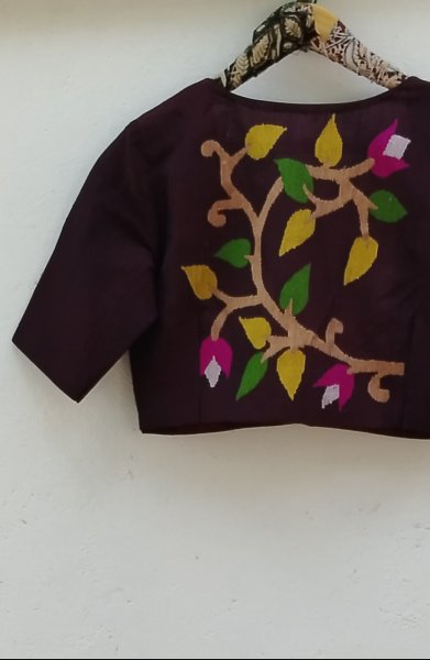 Handwoven Jamdhani Weave Cotton Ready Blouse