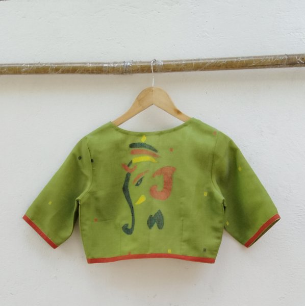 Handwoven Jamdhani Weave Cotton Ready Blouse