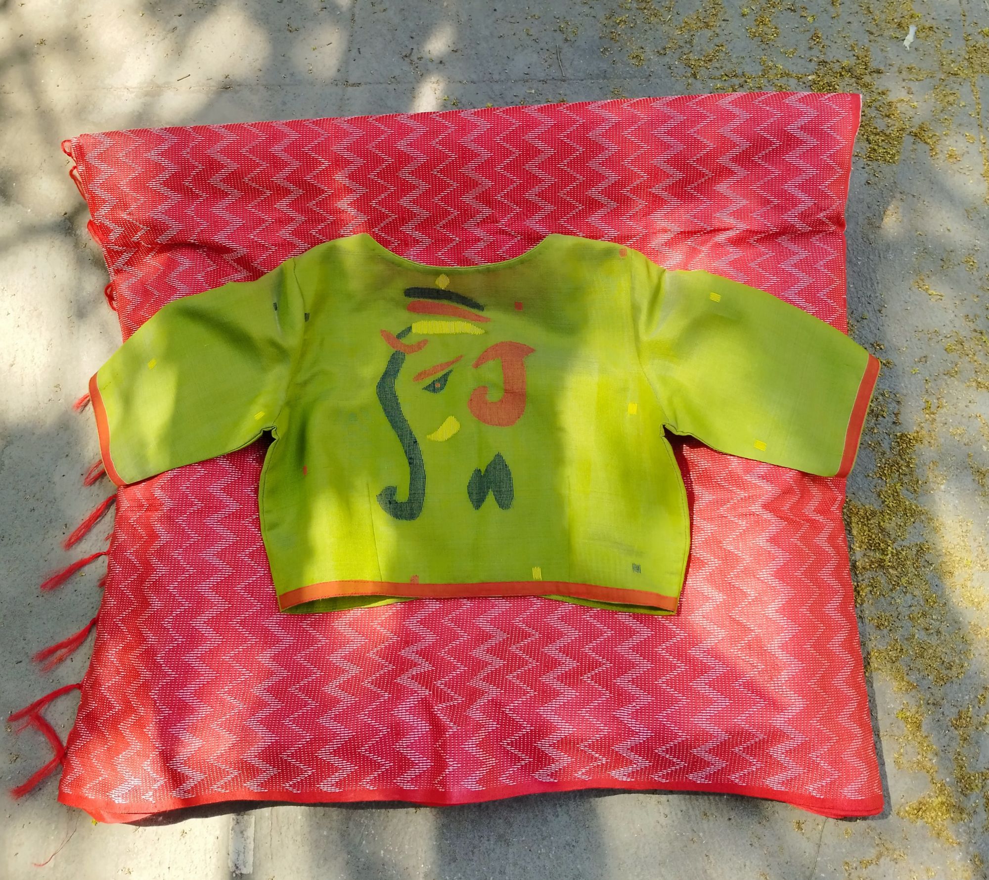 Handwoven Jamdhani Weave Cotton Ready Blouse